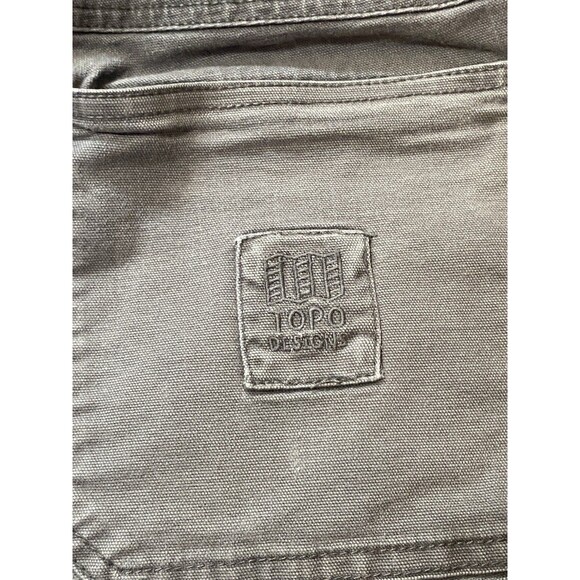 TOPO Designs Organic Cotton Shorts Brown 6” Inseam Pockets Mens Large Button Fly - Picture 5 of 16